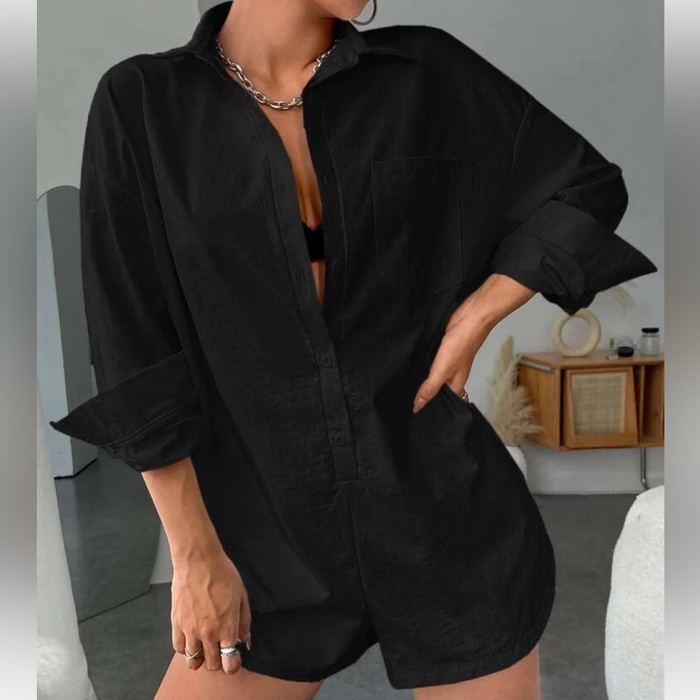 Black shirt romper